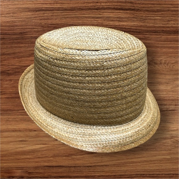 RAT PACK Cavanagh Palm Straw Boater Fedora Hat with in a 7 1/2 - Picture 2 of 7